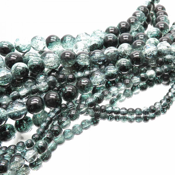5 Stränge (193g) halbschwarze Crackle Glasperlen 4-12mm im Mix - Schmuckzubehör - Leisure-Beads DIY