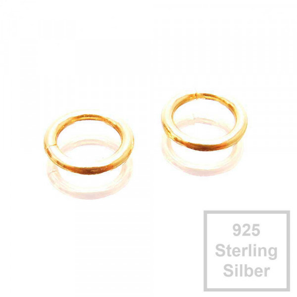 2x 925er Biegeringe 5mm x 0,6mm vergoldet Sterling Silber Binderinge - Schmuckzubehör Biegering - Leisure-Beads DIY