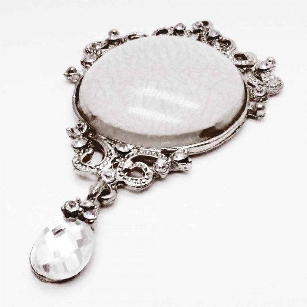 1x grau silberfarbener Barock Anhänger 87x52x12mm mit Strass - Schmuckzubehör - Leisure-Beads DIY