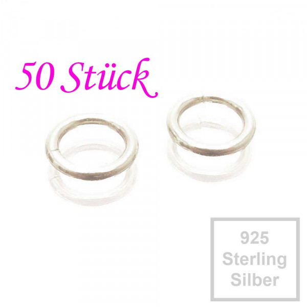 50x 925er Biegering 5mm x 0,7mm Sterling Silber rund Binderinge - Schmuckzubehör - Leisure-Beads DIY