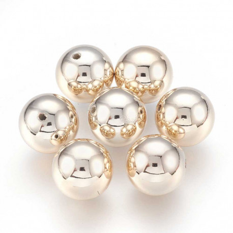 Leisure-Beads - 1x hellgoldfarbene Acryl Perle 17,5mm Perle aus plattiertem Acryl - Schmuckzubehör