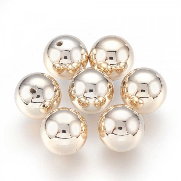 1x hellgoldfarbene Acryl Perle 17,5mm Perle aus plattiertem Acryl - Schmuckzubehör - Leisure-Beads DIY