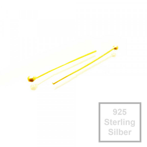 2x vergoldete 925er Nietstifte 23mm x 0,6mm Sterling Silber - Schmuckzubehör - Leisure-Beads DIY