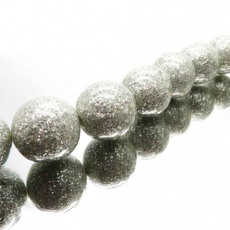 Leisure-Beads - 1x silberfarbene Perle 20mm mit Glitzer - Schmuckzubehör