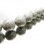 1x silberfarbene Perle 20mm mit Glitzer - Schmuckzubehör