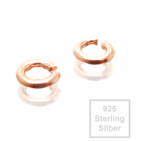 Leisure-Beads - 2x 925er Biegeringe 4,5mm x 1mm rosevergoldet Sterling Silber Binderinge - Schmuckzubehör
