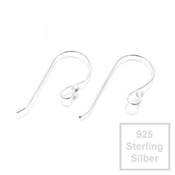 2x 925 Sterling Silber Ohrhaken 13x22mm 925er Ohrfedern - Schmuckzubehör - Leisure-Beads DIY