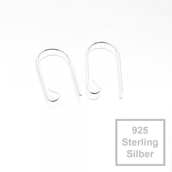 2x 925er Ohrhaken 16x8mm silberfarben Ohrringe Sterling Silber - Schmuckzubehör - Leisure-Beads DIY