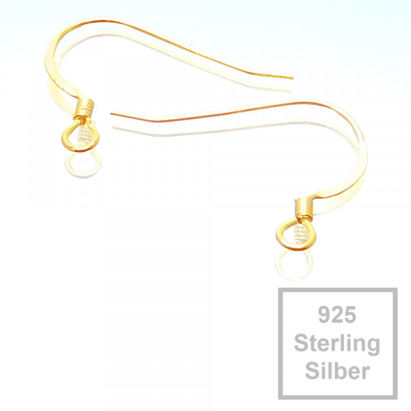 2x 925er Ohrhaken 20x24mm Sterling Silber vergoldet - Schmuckzubehör - Leisure-Beads DIY