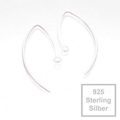 Leisure-Beads - 2x 925 Sterling Silber Ohrhaken 33x15mm 925er Ohrhänger - Schmuckzubehör