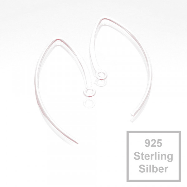 2x 925 Sterling Silber Ohrhaken 33x15mm 925er Ohrhänger - Schmuckzubehör - Leisure-Beads DIY