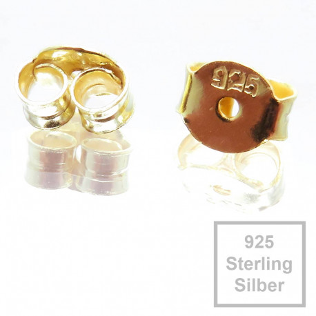 Leisure-Beads - 2x 925 Sterling Silber Ohrstopper 6x4,5mm Loch 0,6mm vergoldet - Schmuckzubehör