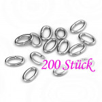 200x Edelstahl Biegering 8x5mm x 1,2mm oval silberfarben - Schmuckzubehör Biegering