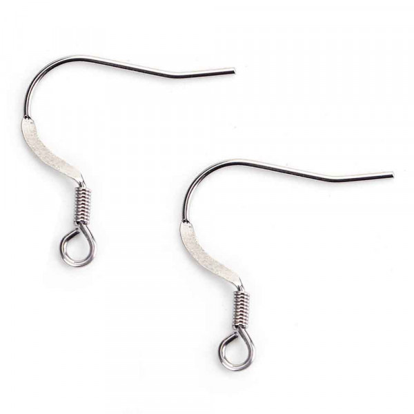 4 Stück Edelstahl Ohrfedern 20x19mm silberfarben mit Stopper - Schmuckzubehör Ohrringe - Leisure-Beads DIY