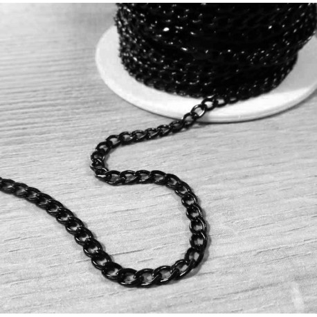 Leisure-Beads - 50cm schwarze Edelstahl Ankerkette 5x3mm - Schmuckzubehör Edelstahl
