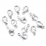 10x Edelstahl 316 Karabinerhaken 10mm silberfarben hochglanz Verschluss - Schmuckzubehör
