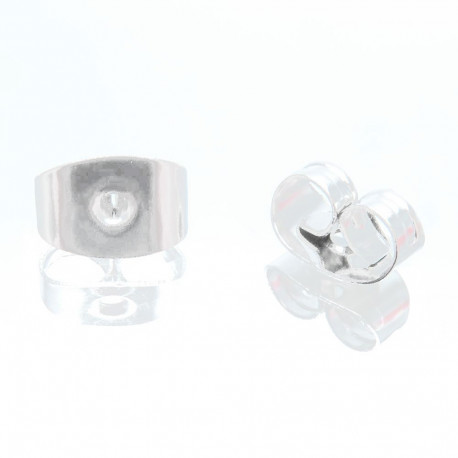 Leisure-Beads - 10x Edelstahl Ohrstopper 6x4,5mm hellsilberfarben für Ohrringe - Schmuckzubehör