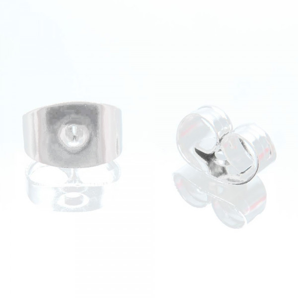 10x Edelstahl Ohrstopper 6x4,5mm hellsilberfarben für Ohrringe - Schmuckzubehör - Leisure-Beads DIY