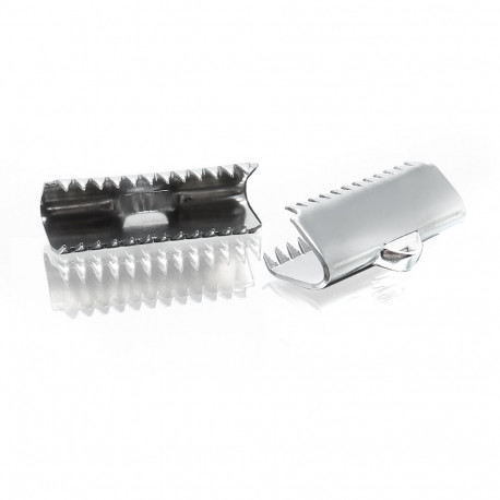 Leisure-Beads - 2x Edelstahl Bandklemme 20mm silberfarbene Bandverbinder - Schmuckzubehör