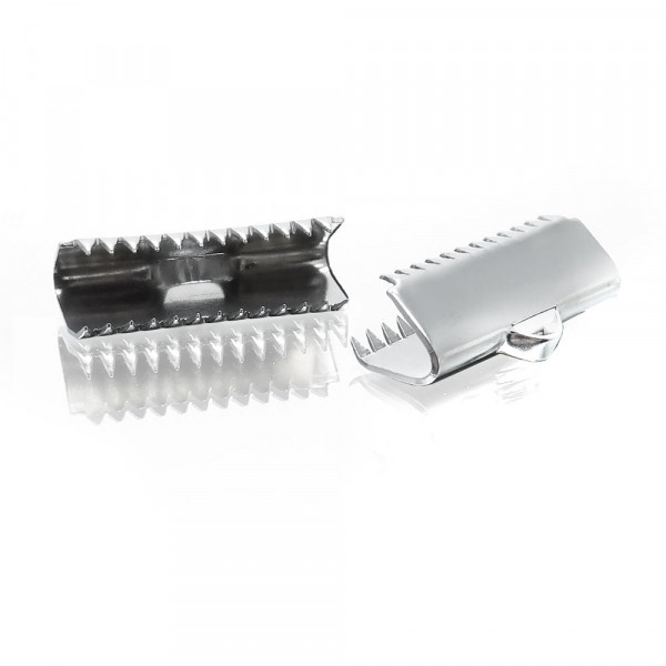 2x Edelstahl Bandklemme 20mm silberfarbene Bandverbinder - Schmuckzubehör - Leisure-Beads DIY