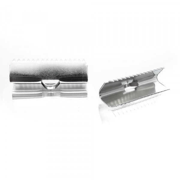 2x Edelstahl Bandklemme 25mm silberfarbene Bandverbinder - Schmuckzubehör - Leisure-Beads DIY