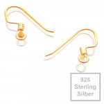 2x vergoldete 925er Ohrhaken 18x15mm Sterling Silber - Schmuckzubehör