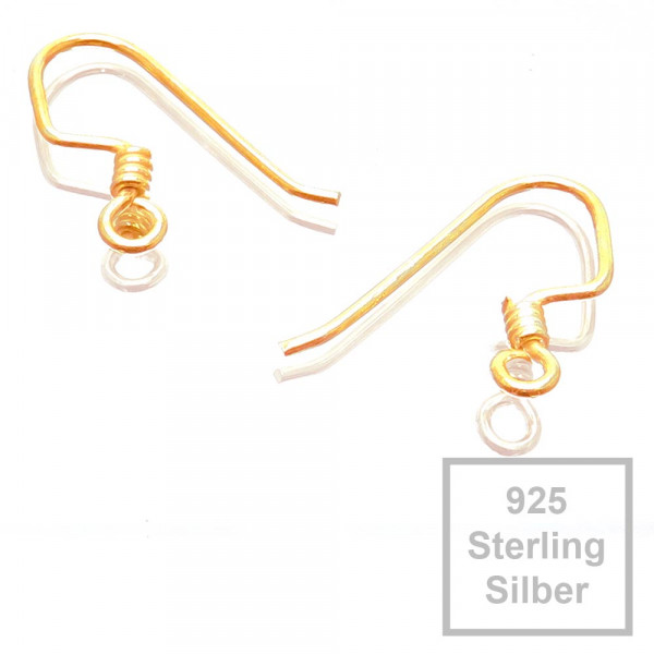 2x vergoldete 925er Ohrhaken 18x15mm Sterling Silber - Schmuckzubehör - Leisure-Beads DIY