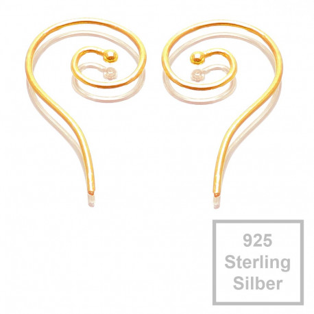 Leisure-Beads - 2x vergoldete 925er Ohrhaken 29x15mm II. WAHL Sterling Silber - Schmuckzubehör