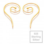 2x vergoldete 925er Ohrhaken 29x15mm II. WAHL Sterling Silber - Schmuckzubehör