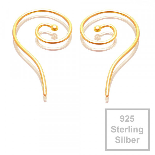 2x vergoldete 925er Ohrhaken 29x15mm II. WAHL Sterling Silber - Schmuckzubehör - Leisure-Beads DIY