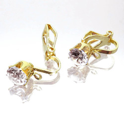 Leisure-Beads - 2x goldfarbene Ohrclips 17x6,5mm mit Zirkonia - Schmuckzubehör Ohrclips