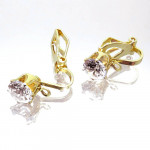 2x goldfarbene Ohrclips 17x6,5mm mit Zirkonia - Schmuckzubehör Ohrclips