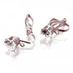 2x silberfarbene Ohrclips 17x6,5mm mit Zirkonia - Schmuckzubehör Ohrclips