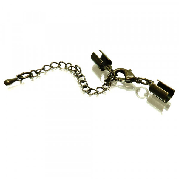 1x bronzefarben Klemmverschluss 35x5mm Endkappe mit Karabiner - Schmuckzubehör - Leisure-Beads DIY