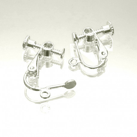 Leisure-Beads - 2x hellsilberfarben Ohrclips 13x15mm zum Clippen und Drehen - Schmuckzubehör Ohrclips