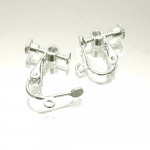 2x hellsilberfarben Ohrclips 13x15mm zum Clippen und Drehen - Schmuckzubehör Ohrclips