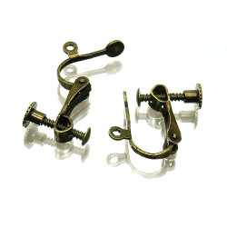 Leisure-Beads - 2x bronzefarben Ohrclips 15x13mm zum Clippen und Drehen - Schmuckzubehör