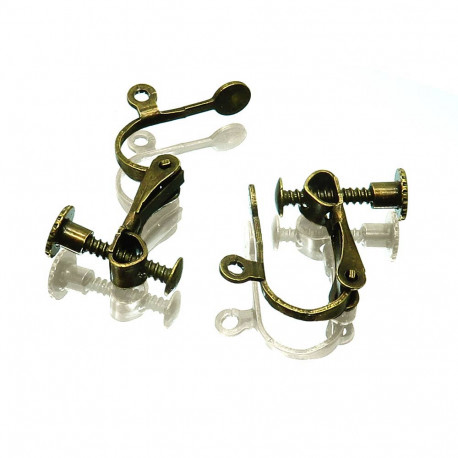 Leisure-Beads - 2x bronzefarben Ohrclips 15x13mm zum Clippen und Drehen bronzefarben - Schmuckzubehör zum Ohrclips selbermachen