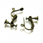 2x bronzefarben Ohrclips 15x13mm zum Clippen und Drehen bronzefarben - Schmuckzubehör zum Ohrclips selbermachen