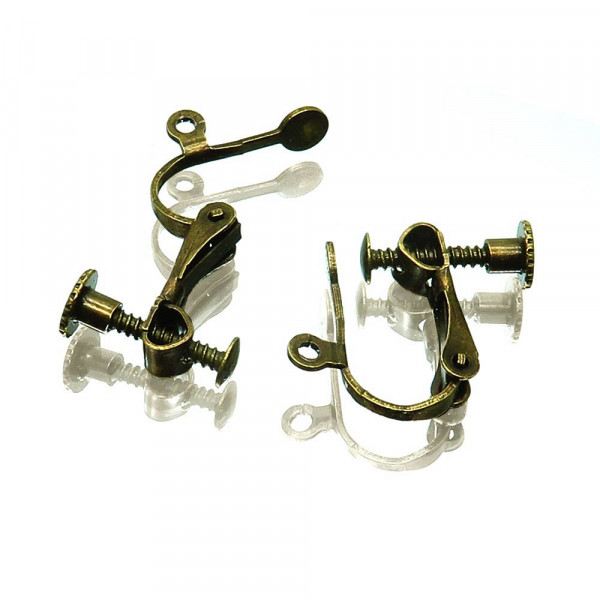 2x bronzefarben Ohrclips 15x13mm zum Clippen und Drehen bronzefarben - Schmuckzubehör zum Ohrclips selbermachen - Leisure-Beads DIY