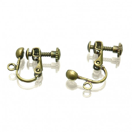 Leisure-Beads - 2x bronzefarben Ohrclips 14x17mm zum Clippen und Drehen - Schmuckzubehör für Ohrclips
