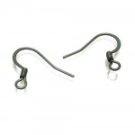 2x schwarze Edelstahl Ohrfedern 15x15mm Ohrhaken - Schmuckzubehör Ohrringe