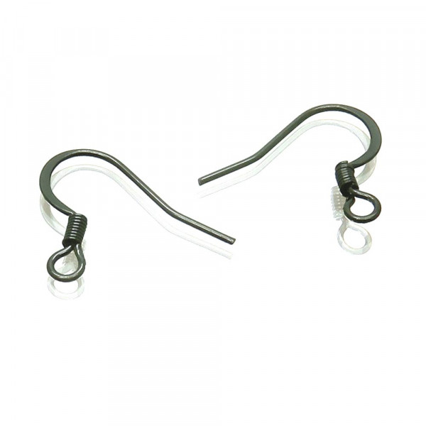 2x schwarze Edelstahl Ohrfedern 15x15mm Ohrhaken - Schmuckzubehör Ohrringe - Leisure-Beads DIY