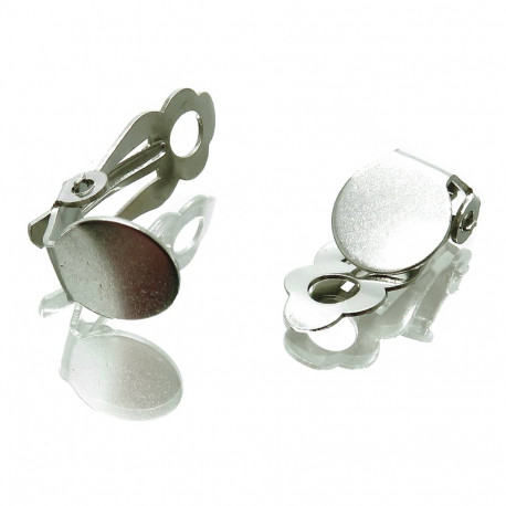 Leisure-Beads - 2x Edelstahl Ohrclips 8mm zum Bekleben silberfarben - Schmuckzubehör Ohrclips