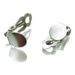 2x Edelstahl Ohrclips 8mm zum Bekleben silberfarben - Schmuckzubehör Ohrclips