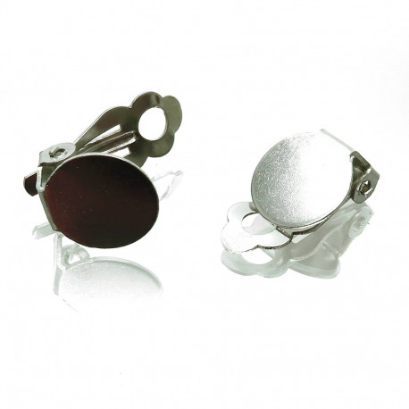 Leisure-Beads - 2x Edelstahl Ohrclips 10mm zum Bekleben silberfarben - Schmuckzubehör Ohrclips