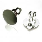 2x Edelstahl Ohrclips 14mm zum Bekleben silberfarben - Schmuckzubehör Ohrclips