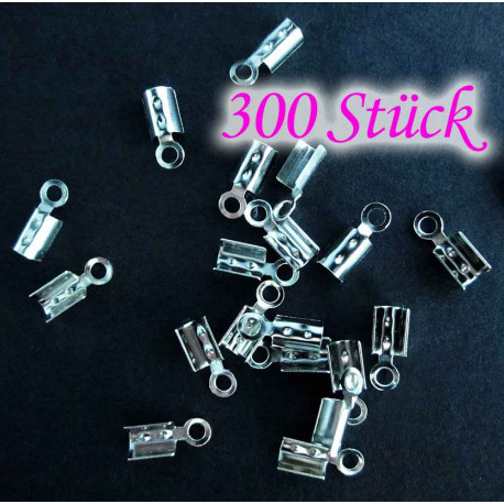 Leisure-Beads - 300x hellsilberfarben Endkappe 7,5x3mm Klemme - Schmuckzubehör Endkappe