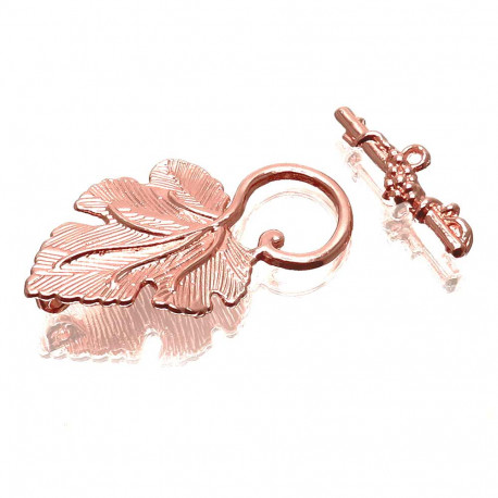 Leisure-Beads - 1x rosegoldfarben Weinblatt Knebelverschluss 37x23mm - Schmuckzubehör