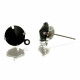 2x Strass Ohrstecker 18x11x8mm schwarz mit silberfarben mit Öse - Schmuckzubehör Ohrringe basteln